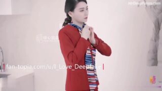 Hot, fake stewardess Fan Bingbing made blowjob before flight / 范冰冰 深度伪造